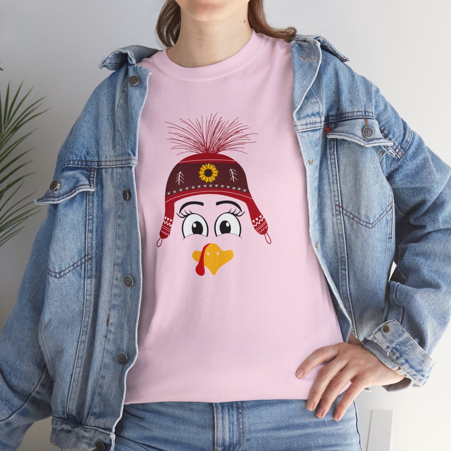 Thanksgiving Funny, Cute Turkey face T-shirt-Unisex Heavy Cotton Tee