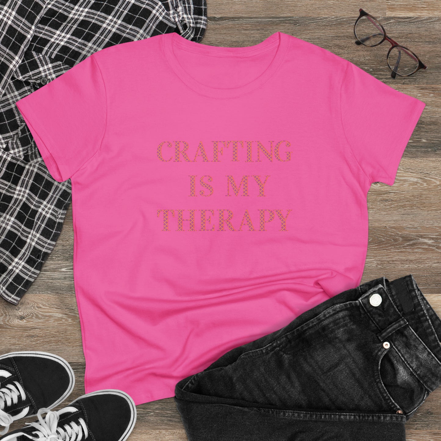Crafting Is My Therapy- Adult, Semi-fitted, T-shirt