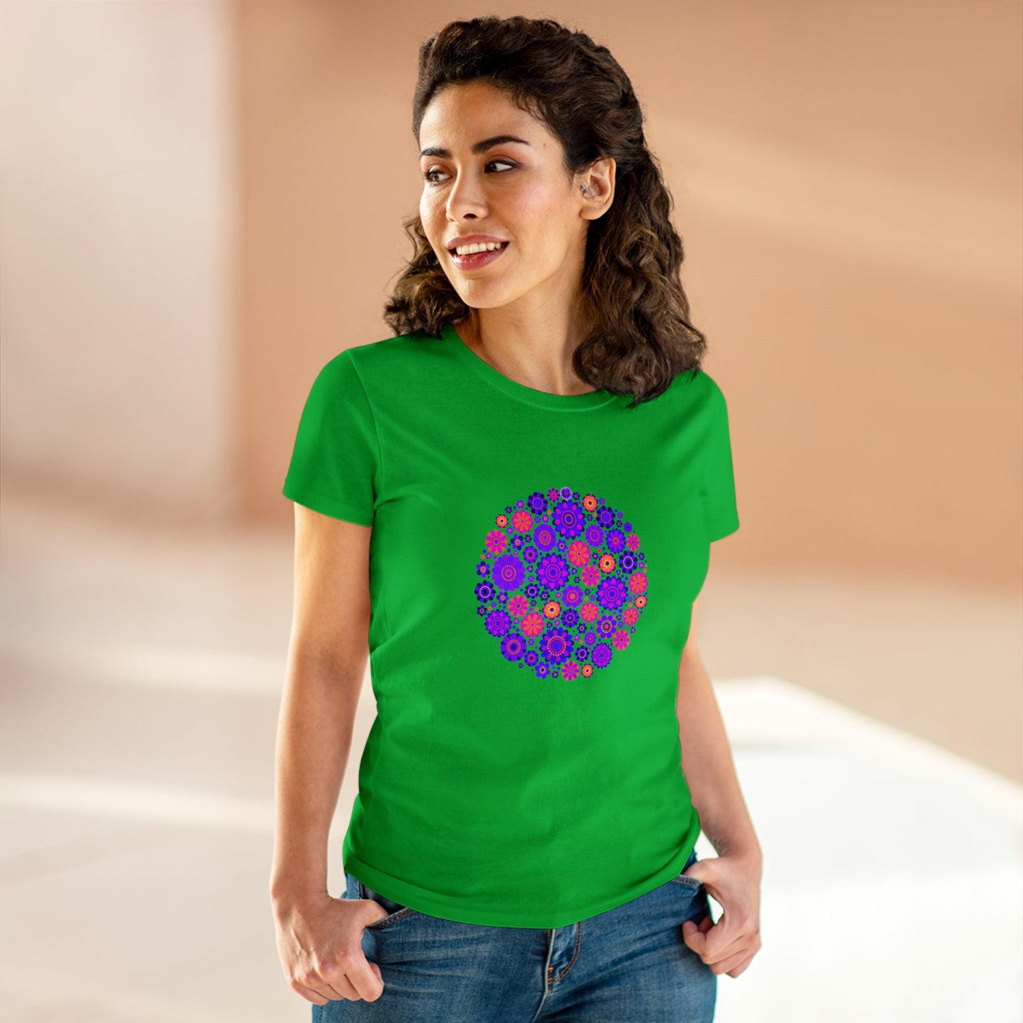 Colorful, Nature, Flowers- Adult, Semi-fitted, T-shirt