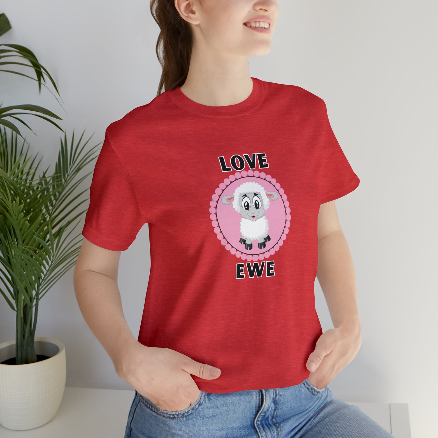 Sheep, Love Ewe, Animals- Adult, Regular Fit, Soft Cotton T-shirt