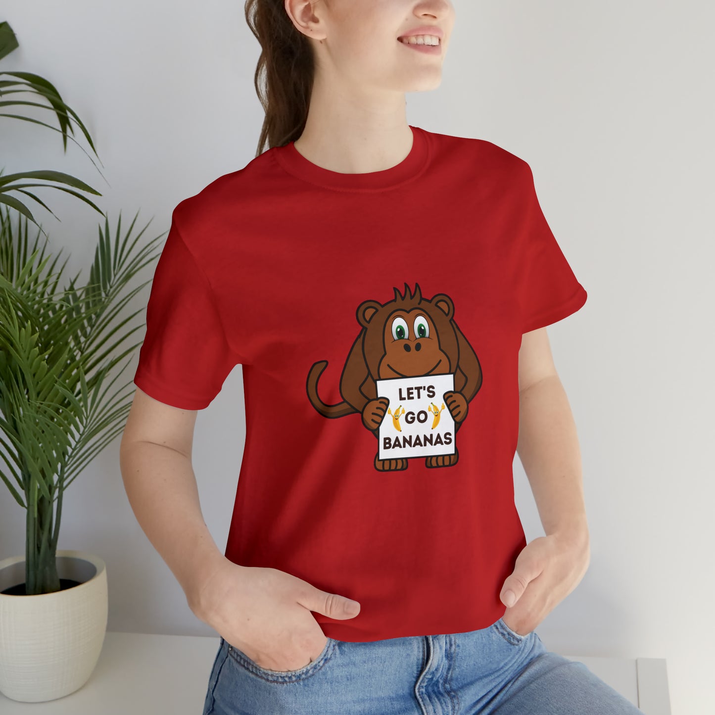 Monkey, Let's Go Bananas, Animals- Adult, Regular Fit, Soft Cotton, T-shirt