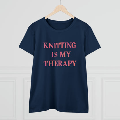 Knitting Is My Therapy- Adult, Semi-fitted T-shirt