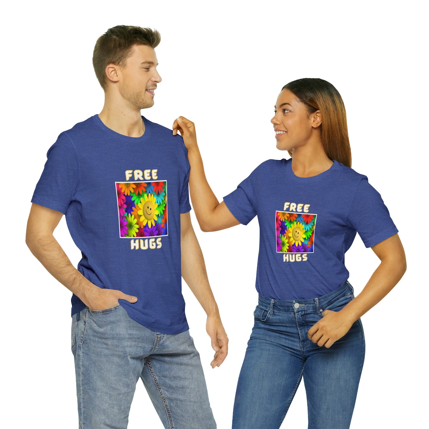 Positive, Art, Colorful, Nature, Flowers, Free Hugs- Adult, Regular Fit, Soft Cotton,  T-shirt