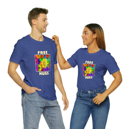 Positive, Art, Colorful, Nature, Flowers, Free Hugs- Adult, Regular Fit, Soft Cotton,  T-shirt
