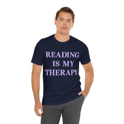 Reading Is My Therapy- Adult, Regular Fit, Soft Cotton, Full Size Image T-Shirt