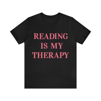 Reading Is My Therapy- Adult, Regular Fit, Soft Cotton, Full Size Image T-Shirt