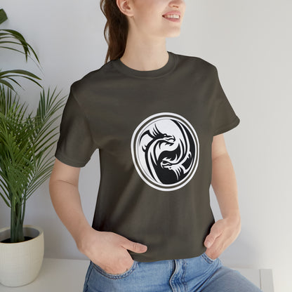 Symbol, Dragon, Ying Yang- Adult, Regular Fit, Soft Cotton, Smaller Size Image, T-shirt