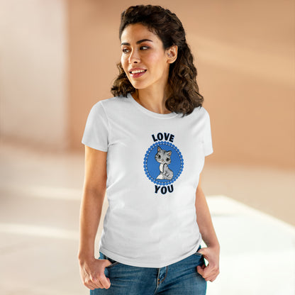 Cat, Love You, Animals- Adult, Semi-fitted T-shirt
