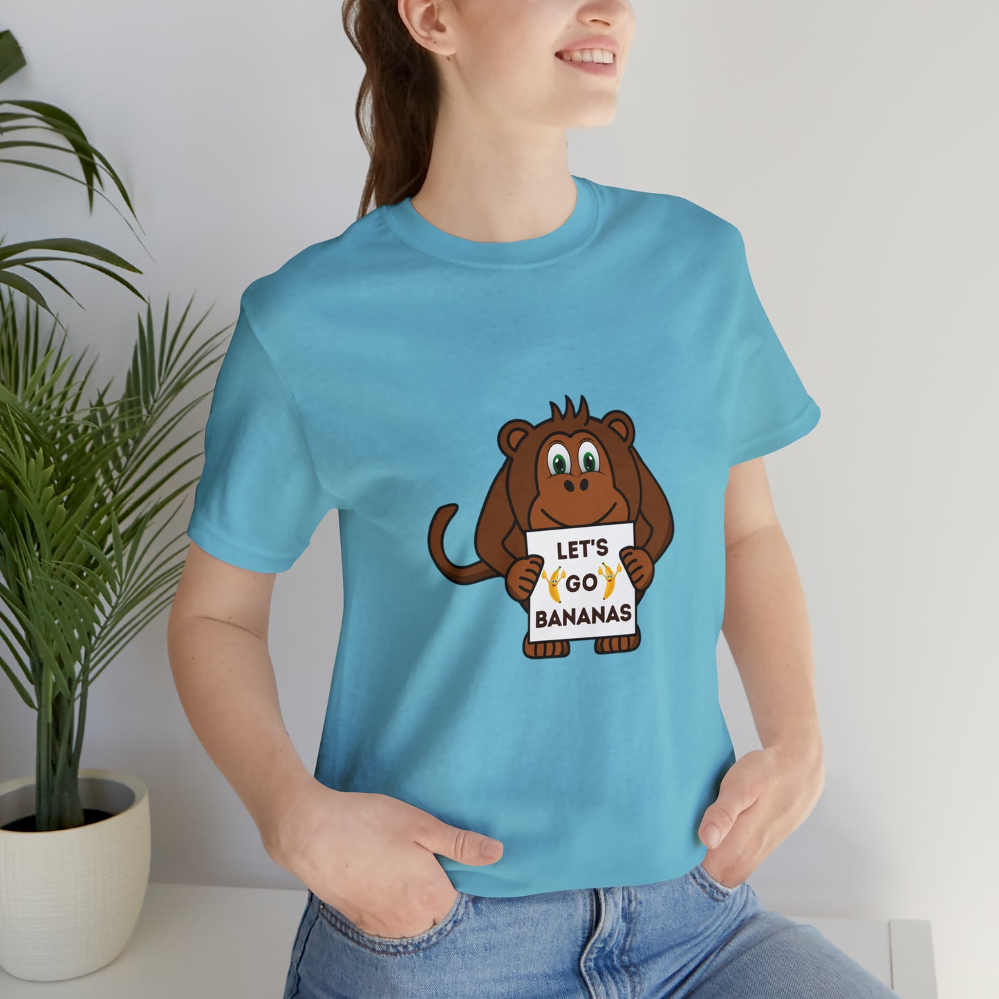 Monkey, Let's Go Bananas, Animals- Adult, Regular Fit, Soft Cotton, T-shirt