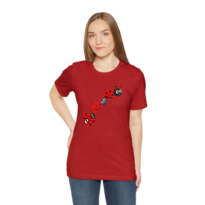 Ladybug Crossing Bug, Flowers, Plants- Adult, Regular Fit, Soft Cotton, T-shirt