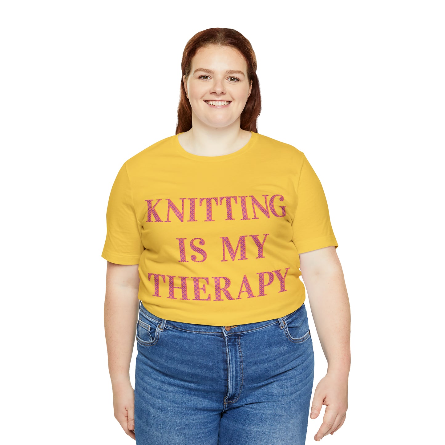 Knitting Is My Therapy- Adult, Regular Fit, Soft Cotton T-shirt