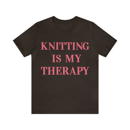 Knitting Is My Therapy- Adult, Regular Fit, Soft Cotton T-shirt