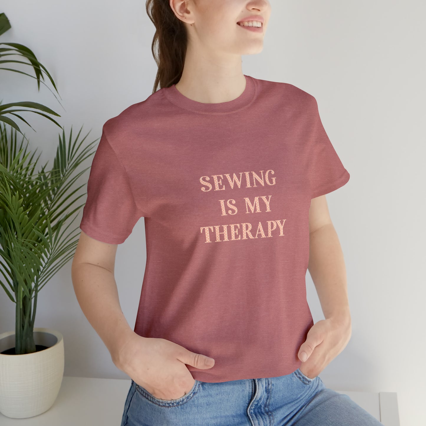 Hobby, Sewing Is My Therapy- Adult, Regular Fit, Soft Cotton, Smaller Size Image, T-shirt