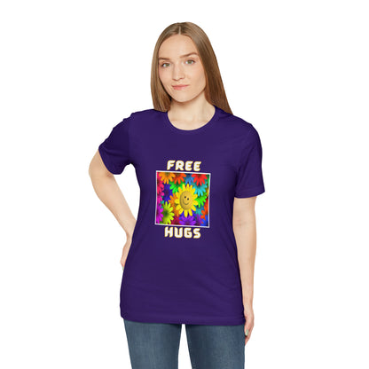 Positive, Art, Colorful, Nature, Flowers, Free Hugs- Adult, Regular Fit, Soft Cotton,  T-shirt