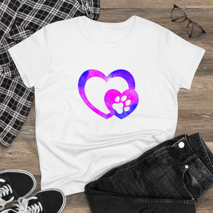 Art, Colorful, Love, Dog Paw- Adult, Semi-fitted, T-shirt