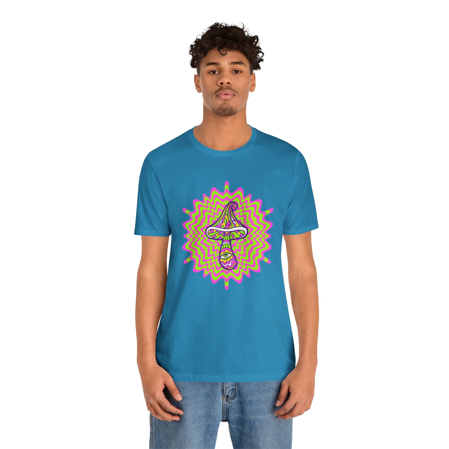Colorful, Retro Mushrooms T-shirt- Adult, Regular Fit, Soft Cotton, T-shirt