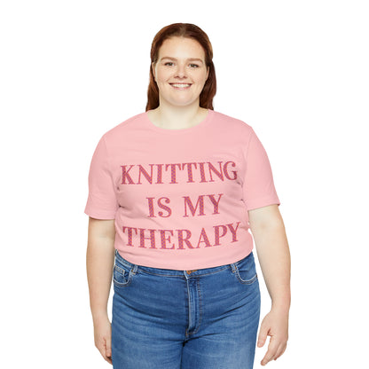 Knitting Is My Therapy- Adult, Regular Fit, Soft Cotton T-shirt
