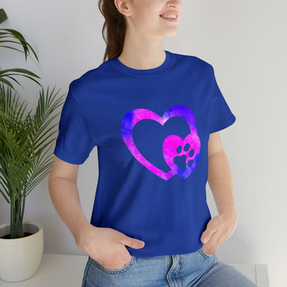 Art, Colorful, Love, Dog Paw- Adult, Regular Fit, Soft Cotton, T-shirt