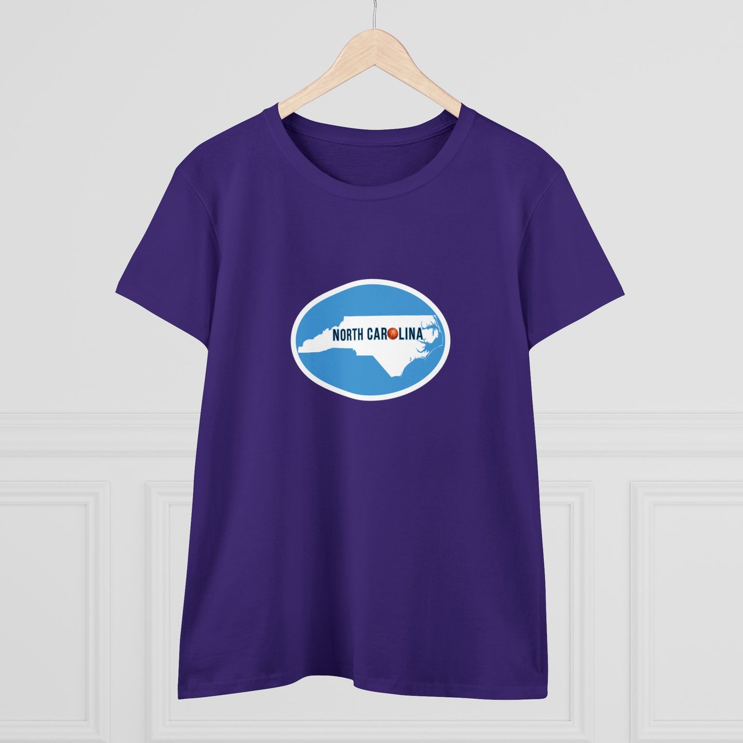 Places, States, North Carolina, United States of America, Sports, Basketball- Adult, Semi-fitted T-shirt