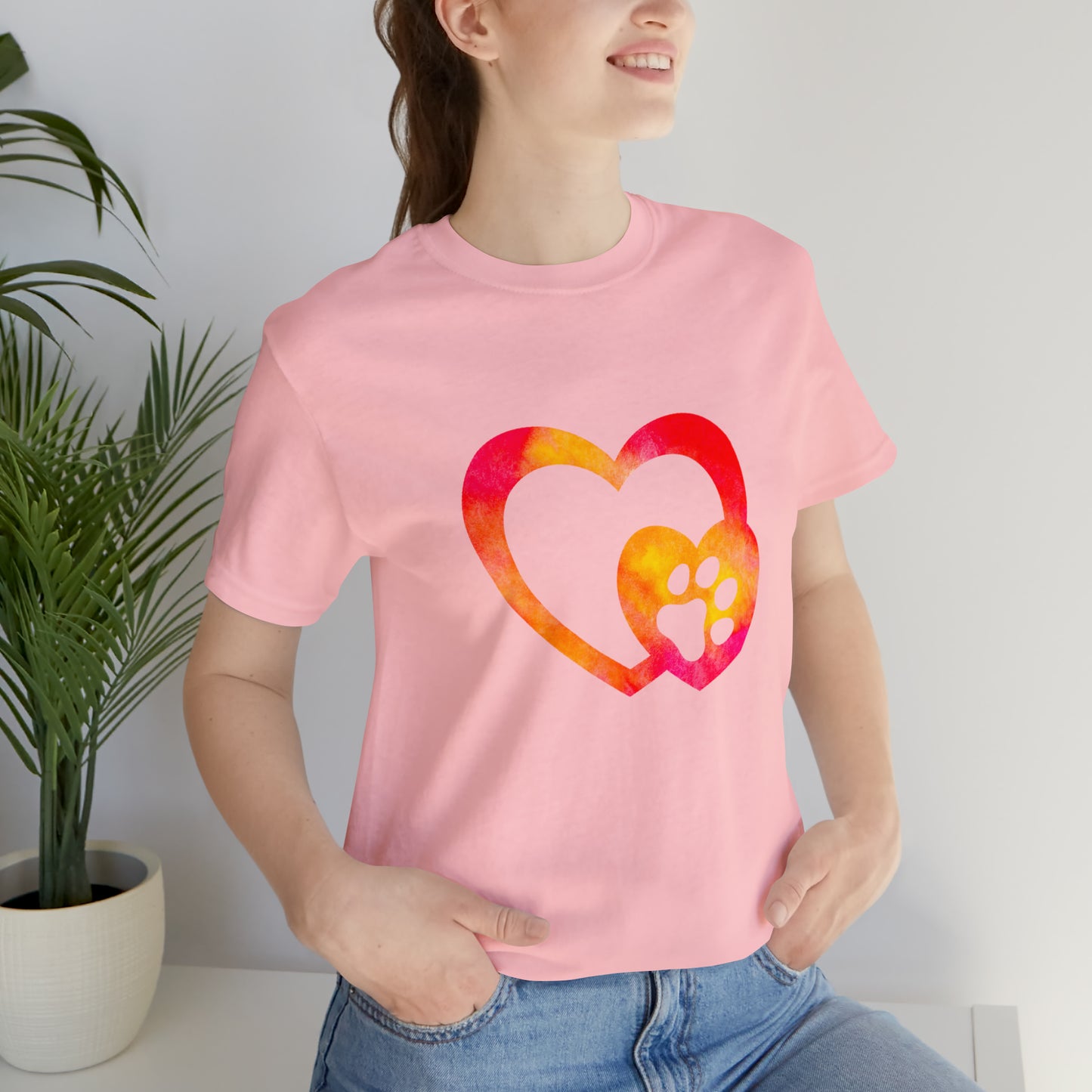 Art, Colorful, Love, Dog Paw- Adult, Regular Fit, Soft Cotton, T-shirt