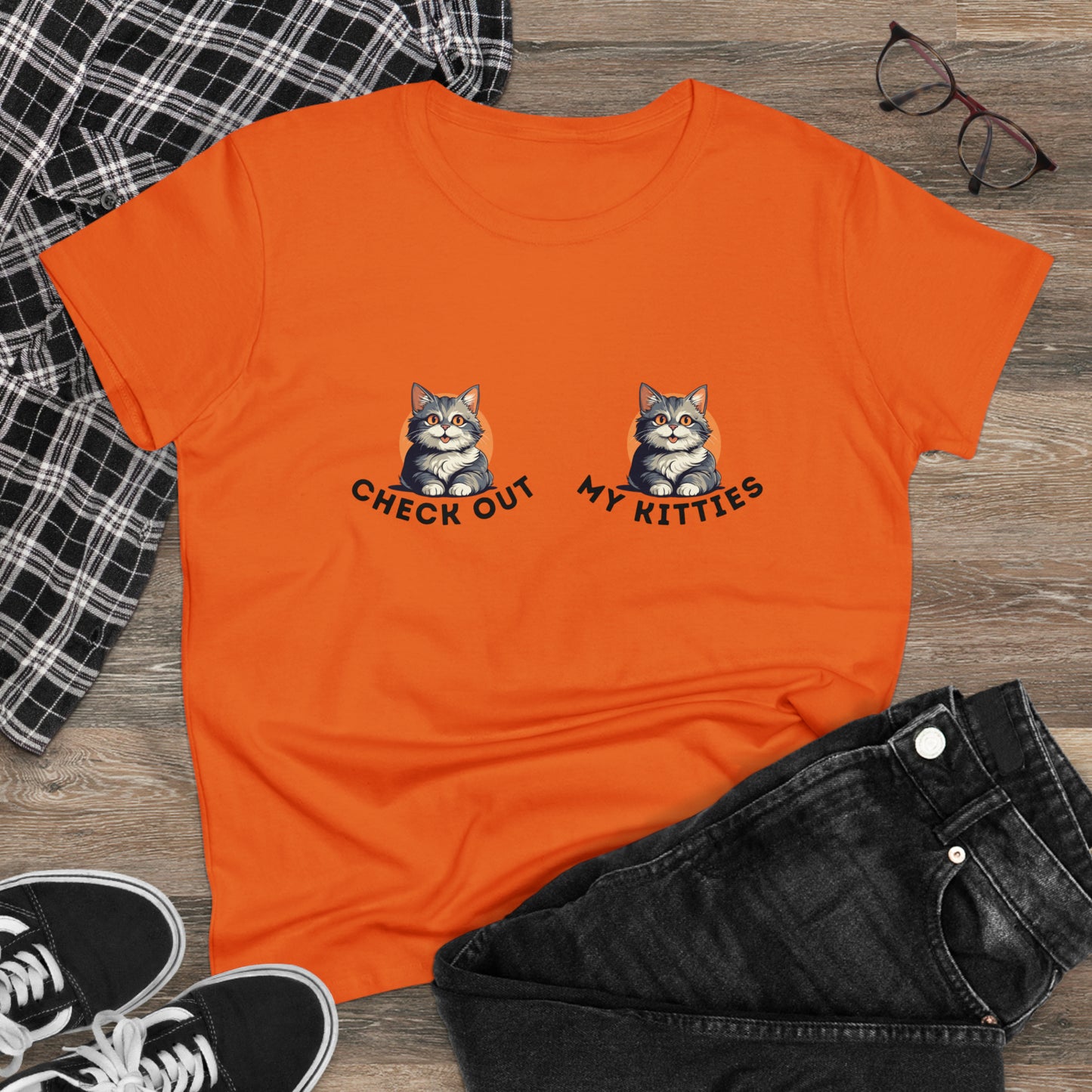 Kitty Cat T-Shirt / Check Out My Kitties Semi-Fitted Shirt / Unisex Jersey Short Sleeve Tee / Humorous Pet Clothes