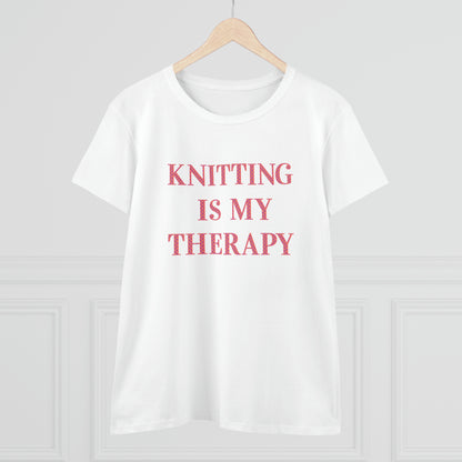 Knitting Is My Therapy- Adult, Semi-fitted T-shirt