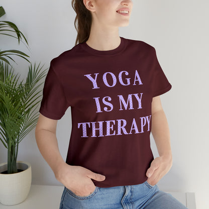 Yoga Is My Therapy- Adult, Regular Fit, Soft Cotton, Full Size Image, T-shirt