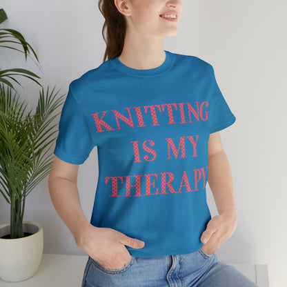 Knitting Is My Therapy- Adult, Regular Fit, Soft Cotton T-shirt