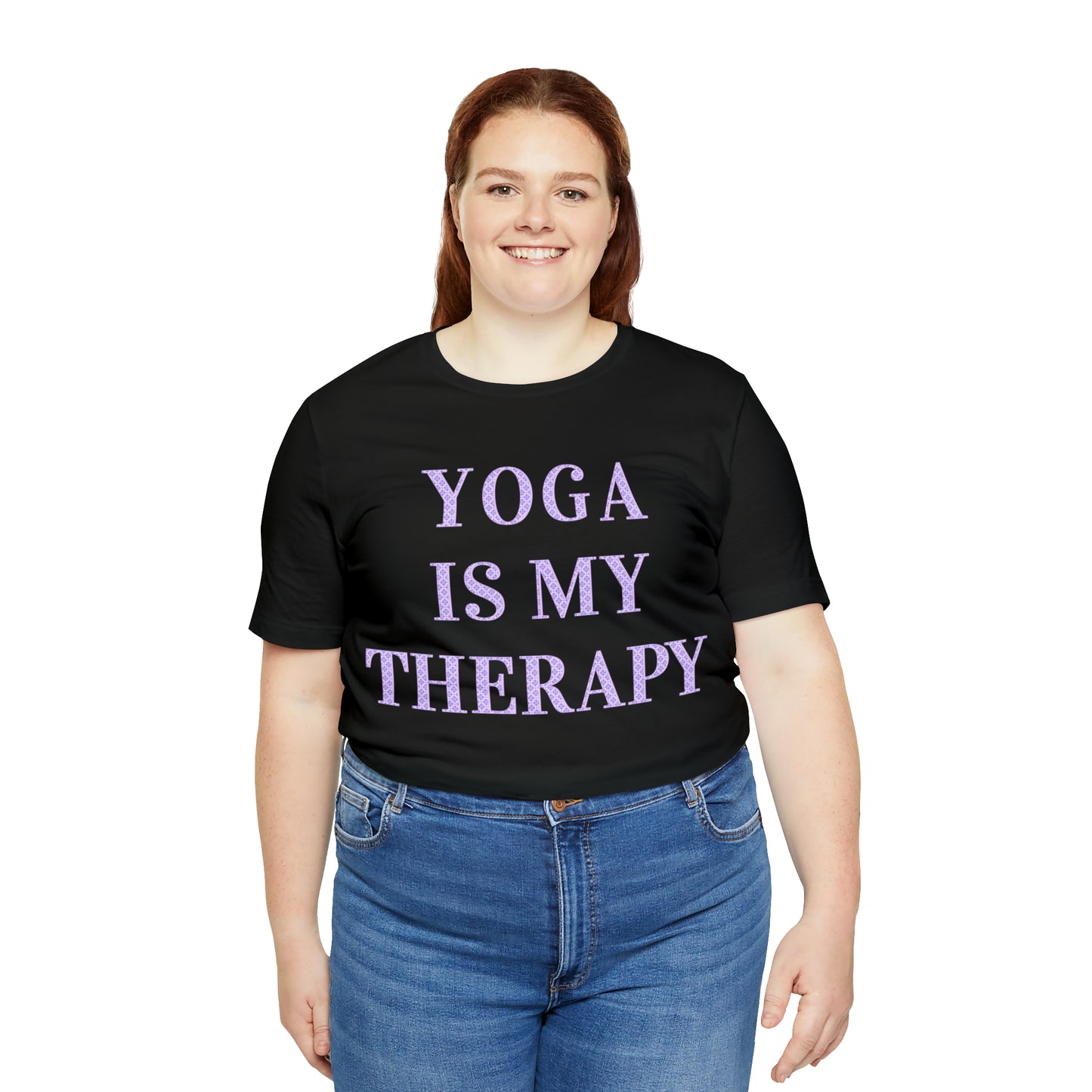 Yoga Is My Therapy- Adult, Regular Fit, Soft Cotton, Full Size Image, T-shirt
