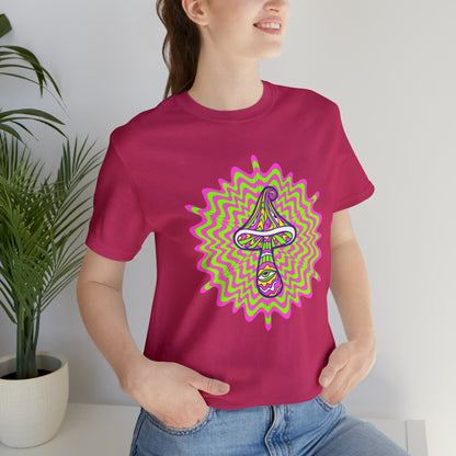 Colorful, Retro Mushrooms T-shirt- Adult, Regular Fit, Soft Cotton, T-shirt