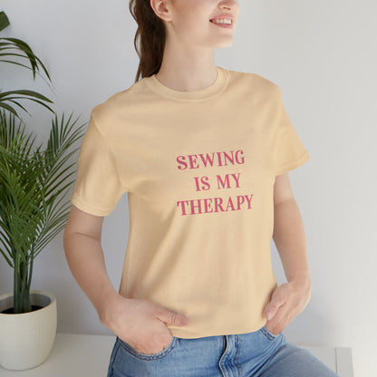 Hobby, Sewing Is My Therapy- Adult, Regular Fit, Soft Cotton, Smaller Size Image, T-shirt