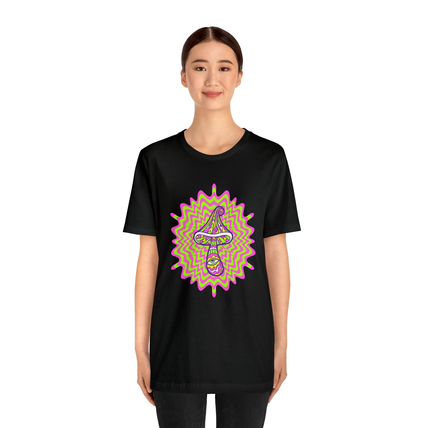 Colorful, Retro Mushrooms T-shirt- Adult, Regular Fit, Soft Cotton, T-shirt