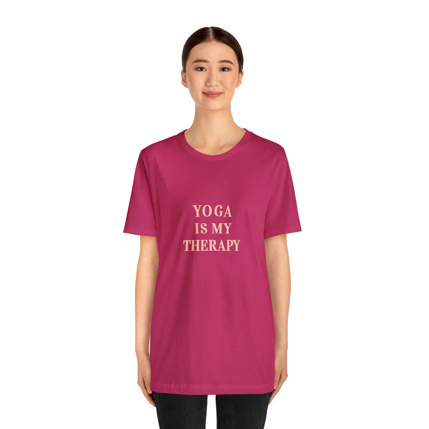 Yoga Is My Therapy- Adult, Regular Fit, Soft Cotton, Smaller Size Image, T-shirt