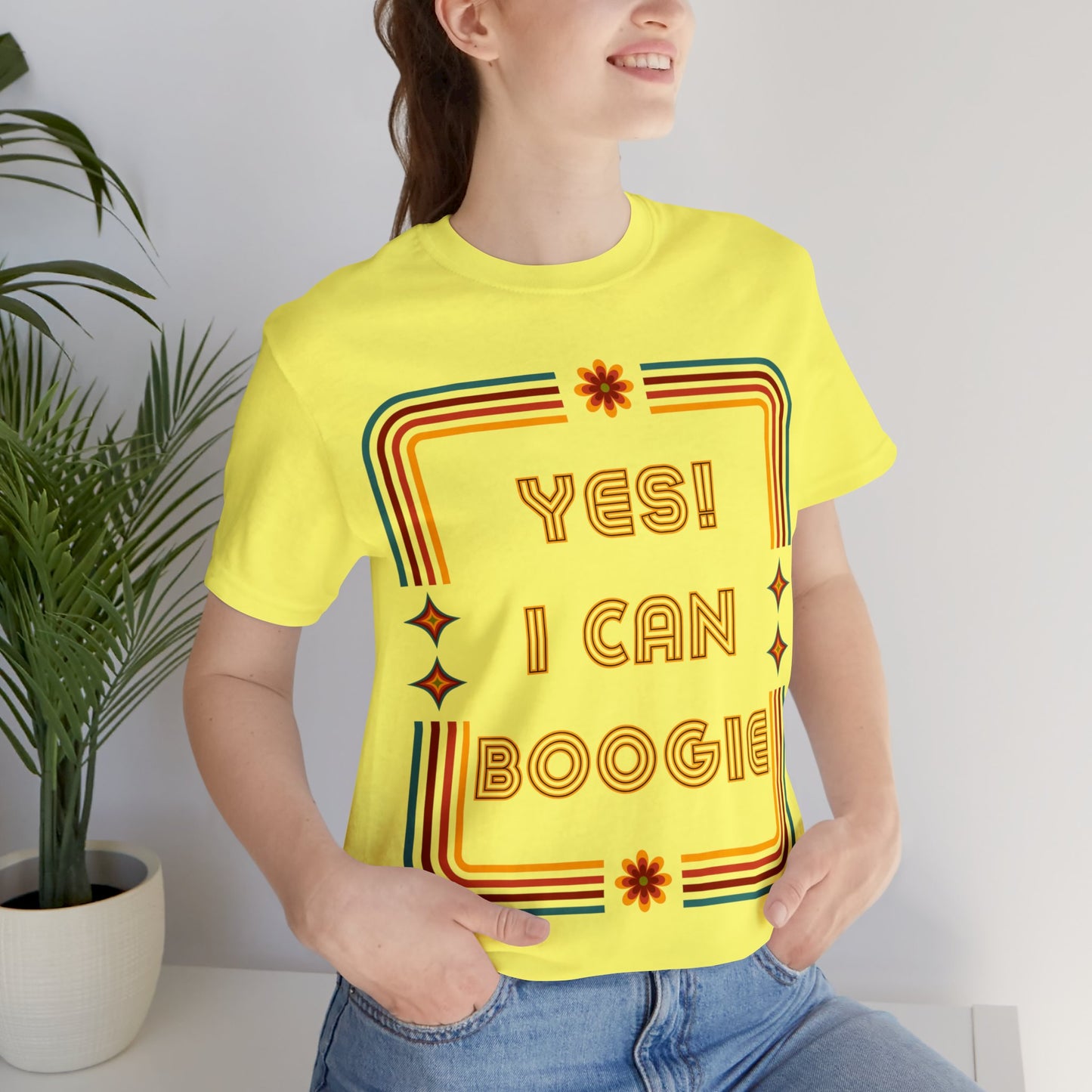 Dance, I Can Boogie, Retro Disco Dance- Adult, Regular Fit, Soft Cotton, Full Size Image, T-shirt