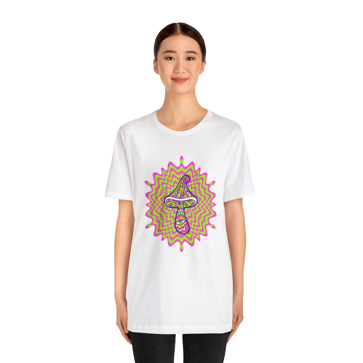Colorful, Retro Mushrooms T-shirt- Adult, Regular Fit, Soft Cotton, T-shirt