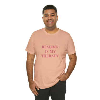 Hobby, Reading Is My Therapy, Words, Books- Adult, Regular Fit, Soft Cotton, Smaller Size Image T-Shirt