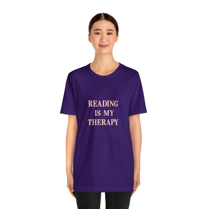 Hobby, Reading Is My Therapy, Words, Books- Adult, Regular Fit, Soft Cotton, Smaller Size Image T-Shirt