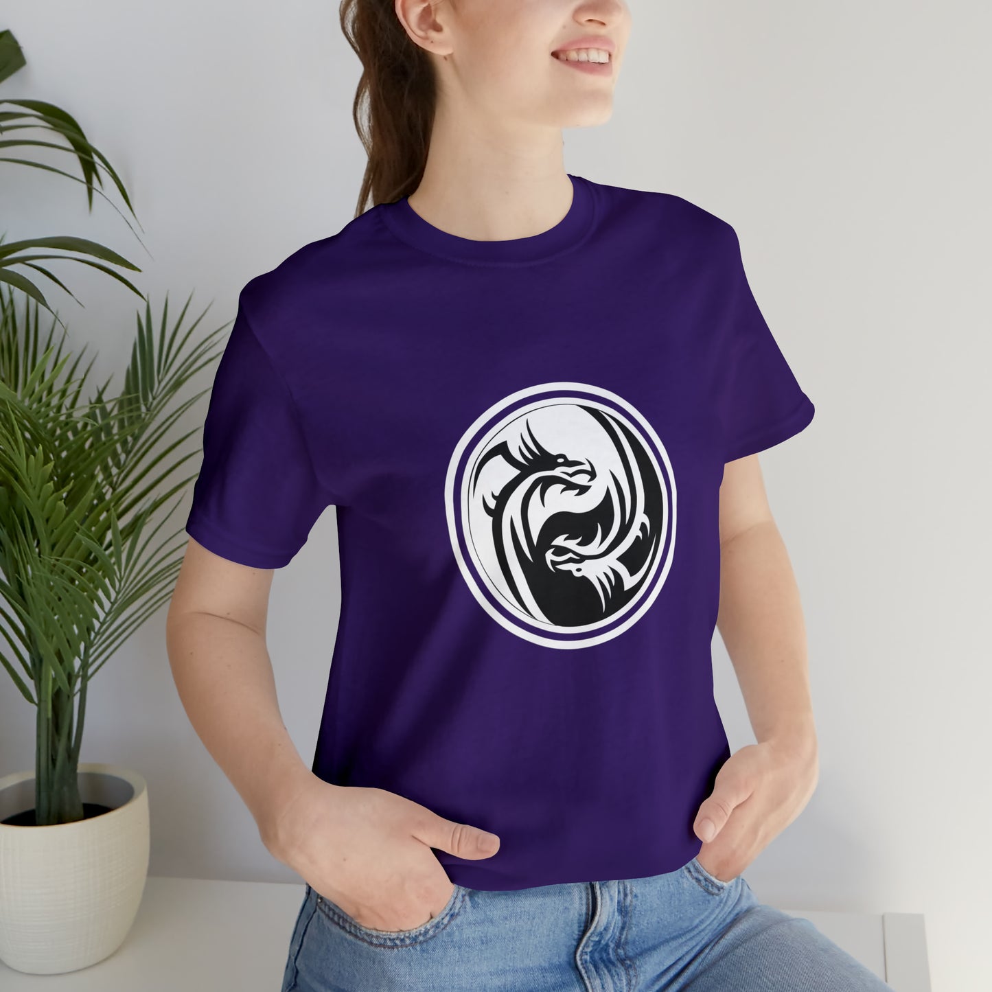 Symbol, Dragon, Ying Yang- Adult, Regular Fit, Soft Cotton, Smaller Size Image, T-shirt