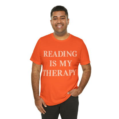 Reading Is My Therapy- Adult, Regular Fit, Soft Cotton, Full Size Image T-Shirt