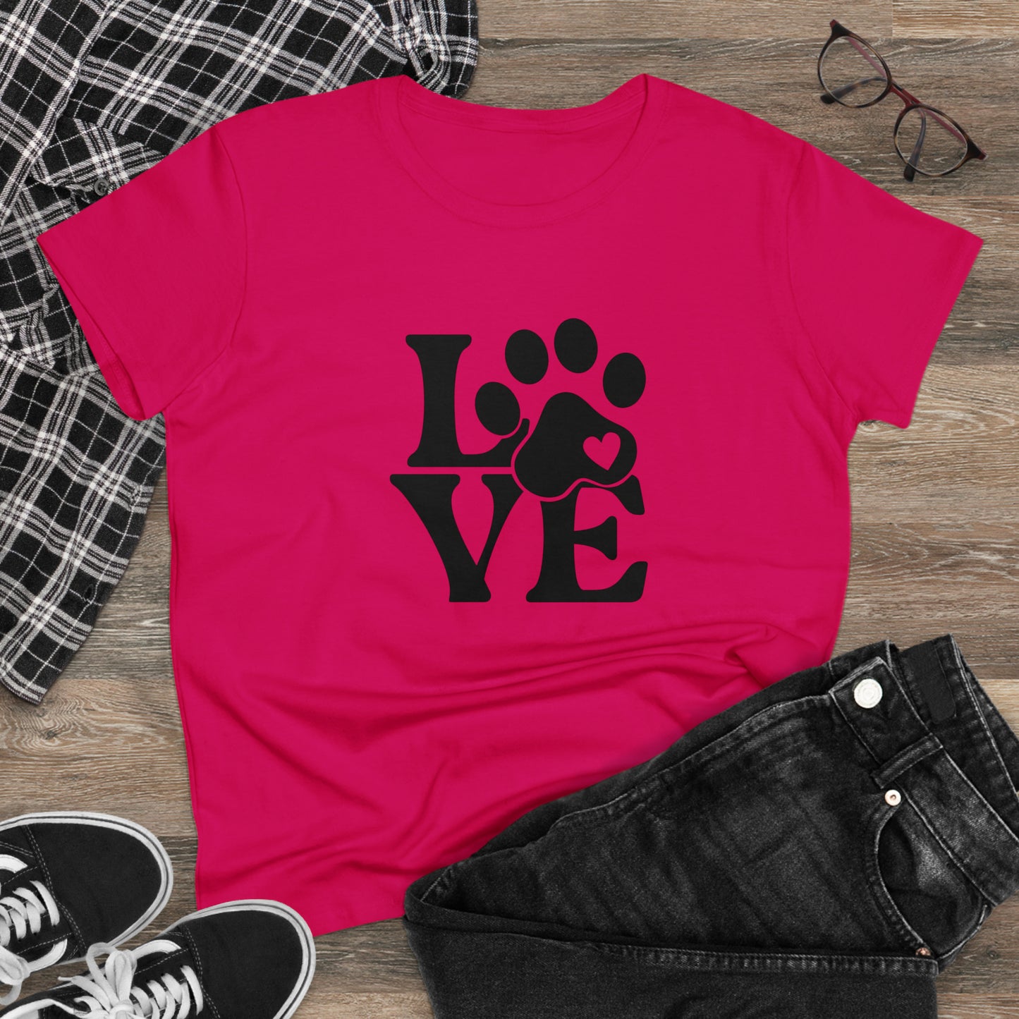 Love, Dog, Animals, Words- Adult, Semi-fitted, T-shirt