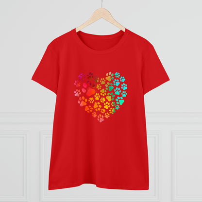 Art, Colorful, Love, Dog Paw- Adult, Semi-fitted, T-shirt