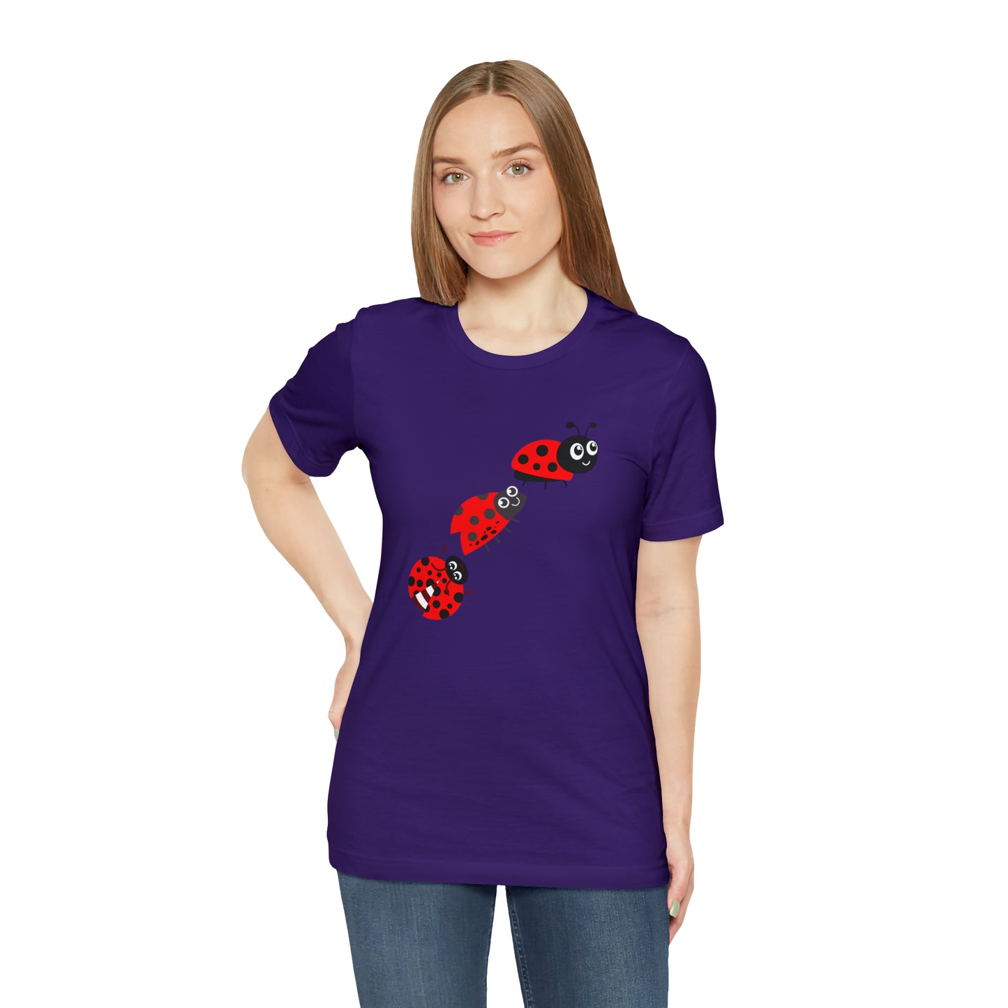 Ladybug Crossing Bug, Flowers, Plants- Adult, Regular Fit, Soft Cotton, T-shirt