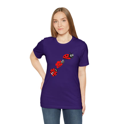 Ladybug Crossing Bug, Flowers, Plants- Adult, Regular Fit, Soft Cotton, T-shirt