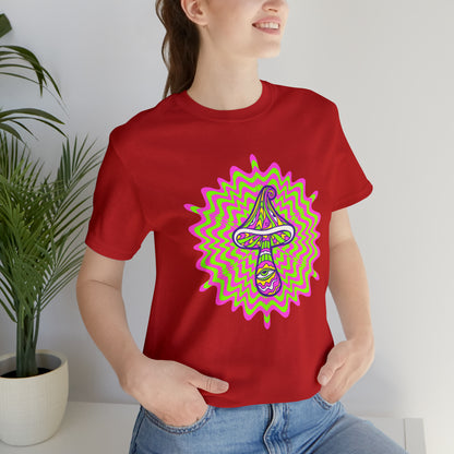 Colorful, Retro Mushrooms T-shirt- Adult, Regular Fit, Soft Cotton, T-shirt