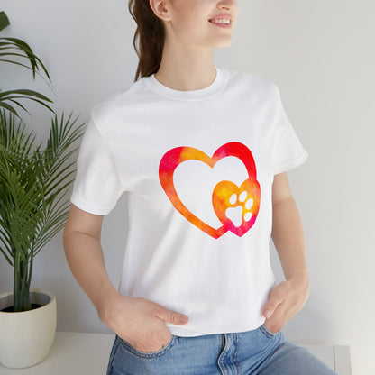 Art, Colorful, Love, Dog Paw- Adult, Regular Fit, Soft Cotton, T-shirt
