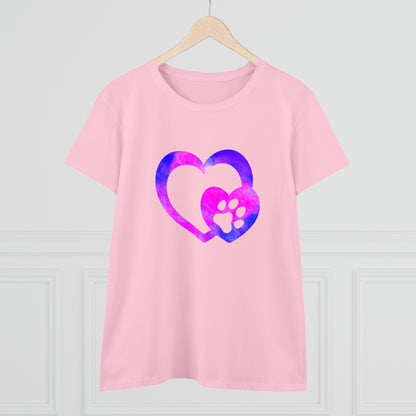 Art, Colorful, Love, Dog Paw- Adult, Semi-fitted, T-shirt