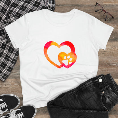 Art, Colorful, Love, Dog Paw- Adult, Semi-fitted, T-shirt