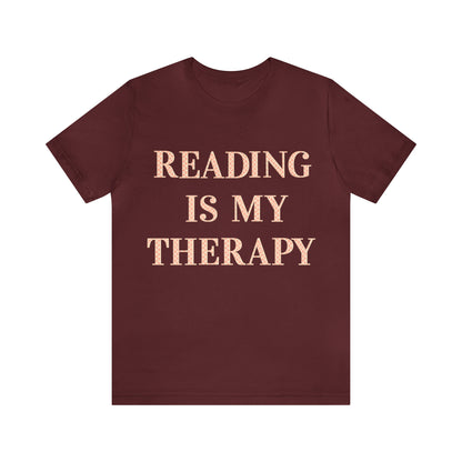 Reading Is My Therapy- Adult, Regular Fit, Soft Cotton, Full Size Image T-Shirt