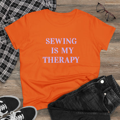 Sewing Is My Therapy- Adult, Semi-fitted T-shirt