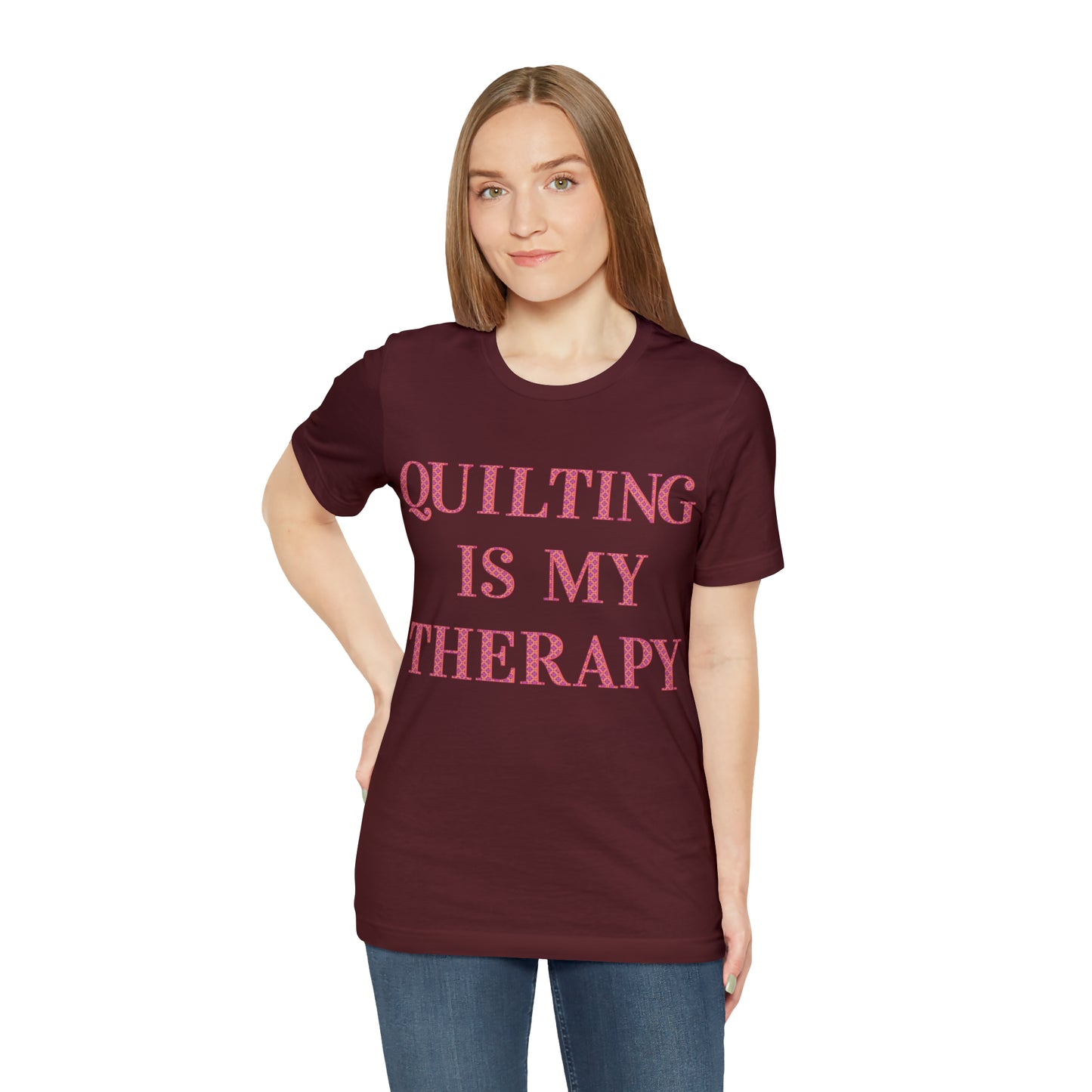 Quilting Is My Therapy- Adult, Regular Fit, Soft Cotton, Full Size Image, T-shirt